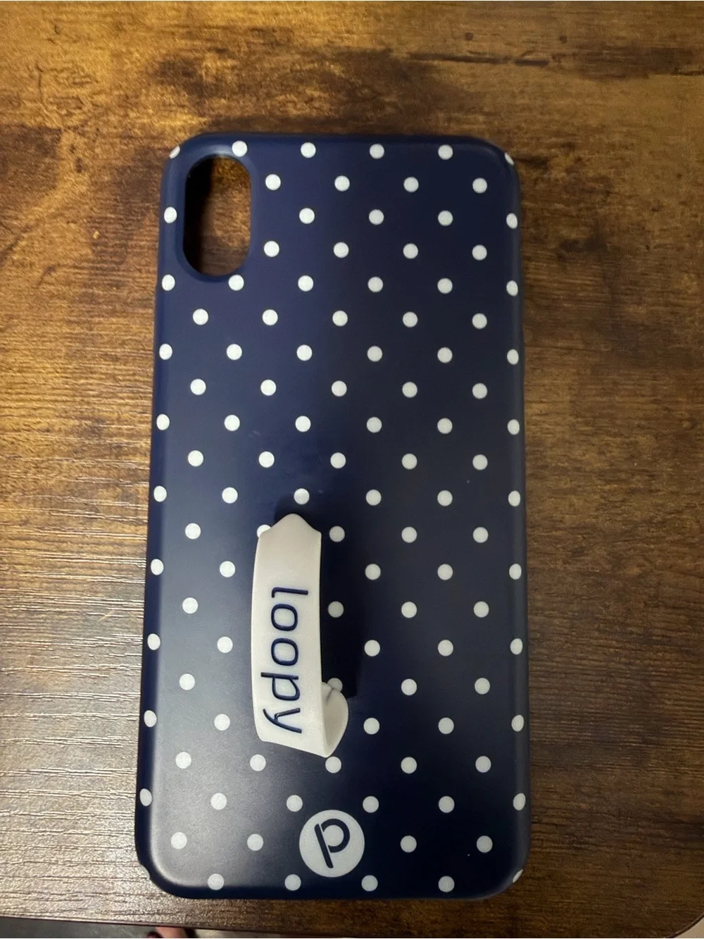 Iphone XS Max Loopy Case Navy Polka Dot